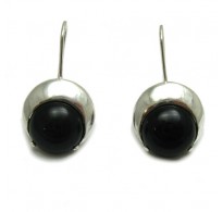 E000711 Stylish sterling silver earrings solid 925 with natural black onyx